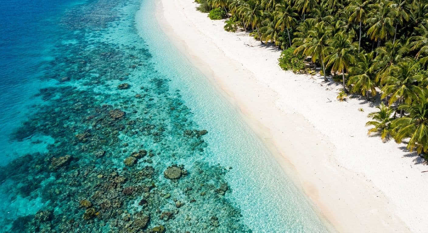 Crystal clear turquoise water and white sand beach in Karimunjawa National Park
